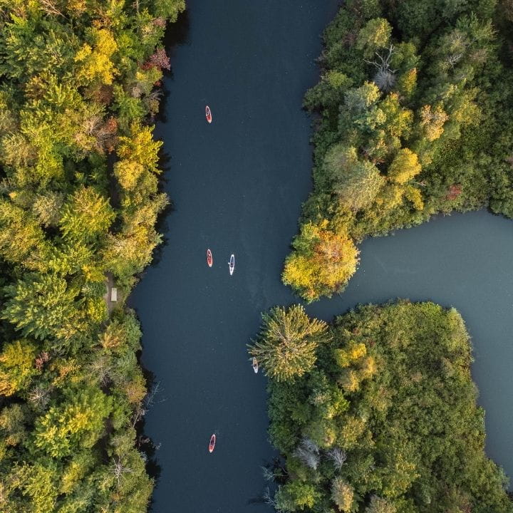 Rivière Saint-Charles vue des airs près de Canots Légaré